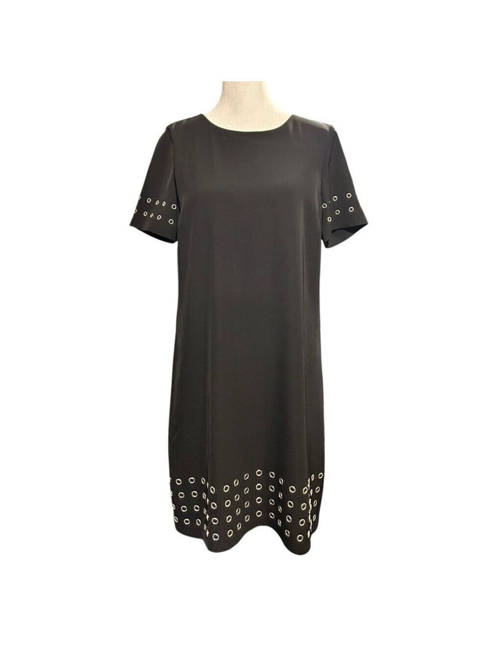 Calvin Klein Black Grommets Tee Shirt Shift Dress Size Small EC